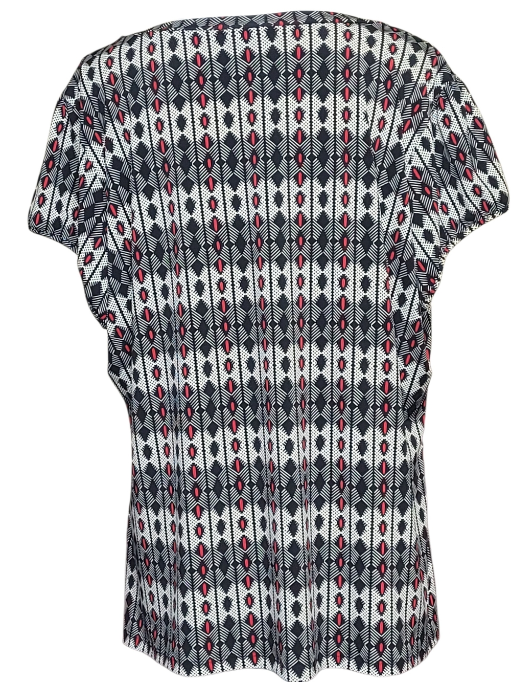 Worthington Liz Beth Plus Size Blouse Geometric Red Black White Print - Picture 2 of 3